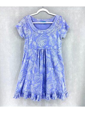 Fresh Produce Dress Womens M Purple Cotton Floral Mini Costal Beach USA